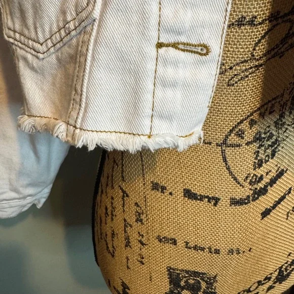 Elia-Cher Womens Y2k Streetwear Frayed Denim Cropped Jacket White Size 4/6 - Picture 5 of 8